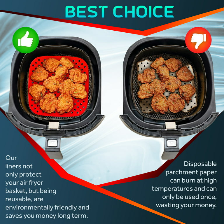 Aricomp Reusable Air Fryer Liner, 8.5 inch Square , Silicone Air Fryer Mats , Air Fryer Accessories