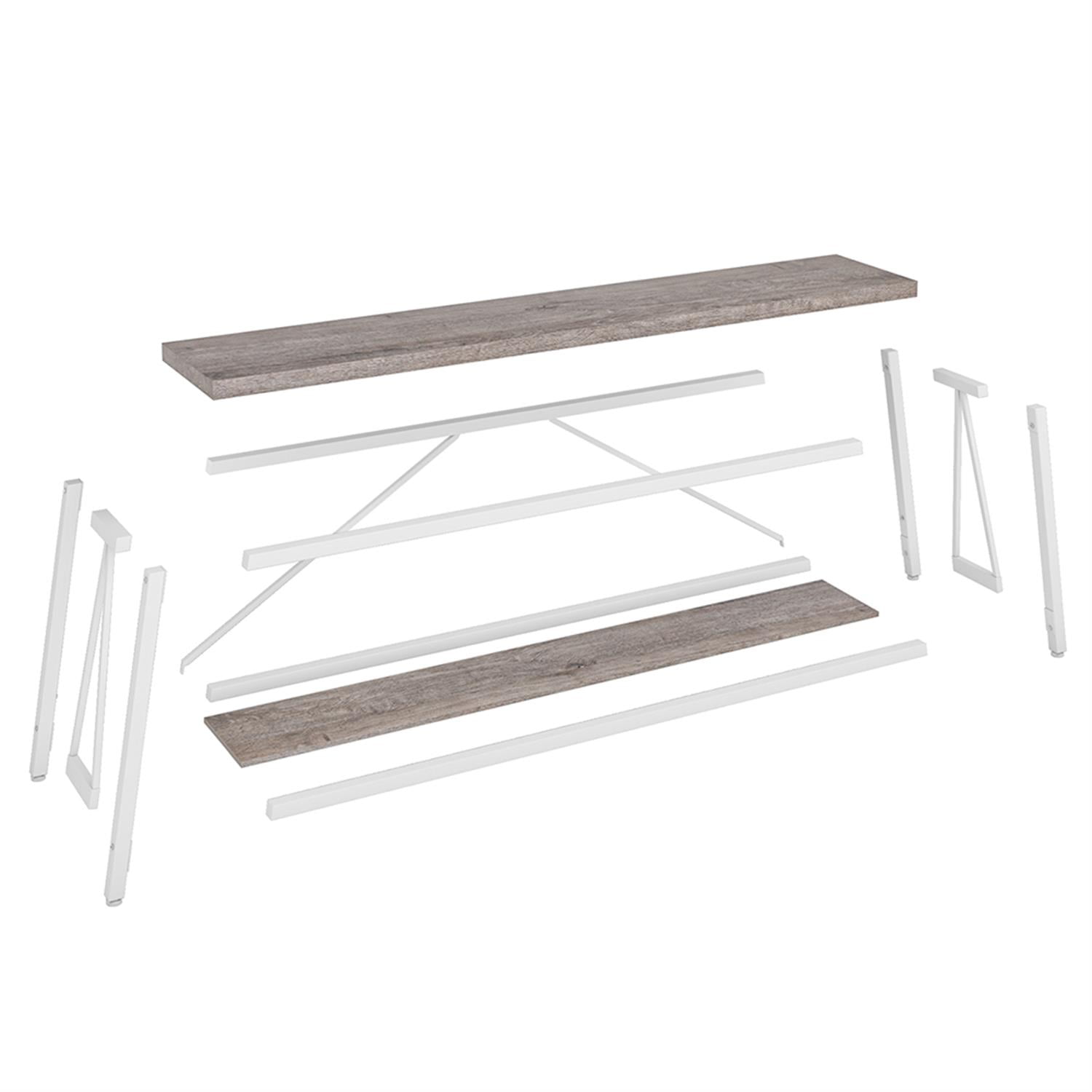 Demi Bonn 70.9" Console Table, Rustic Vintage Narrow Sofa Table for Entryway, Living Room, Hallway, Gray & White