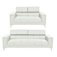 thumbnail image 3 of Poundex Furniture 2 Piece Faux Leather Sofa Set in Cream-White Color, 3 of 4