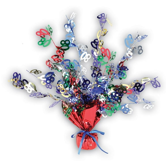 Beistle Club Pack of 12 Multi-Colored "80" Gleam 'N Burst Decorative Centerpieces 15"