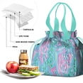 thumbnail image 4 of Boho Bohemia Flower Drawstring Lunch Bag Women - Drawstring Lunch Bag Insulated for Work Office - Stain-Resistant Large Lunchbags for Women with Multi-Pockets, 4 of 6