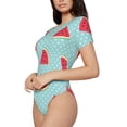 thumbnail image 2 of Daiia Watermelon print Women's Crew Neck Short Sleeve Bodysuit Fashion Tops Fit Casual Basic Extender Bodysuit-Large, 2 of 9