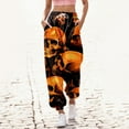 thumbnail image 2 of Women Halloween Print Bottom Sweatpants Pockets High Waist Sporty Gym Athletic Fit Jogger Pants Trousers, 2 of 4