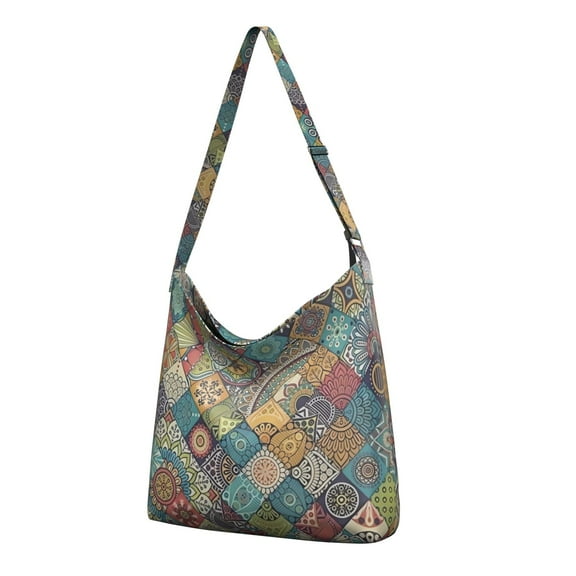 Aesthetic Earthy Crossbody Bag - Bohemian Style Shoulder Tote, Adjustable Strap Casual Purse