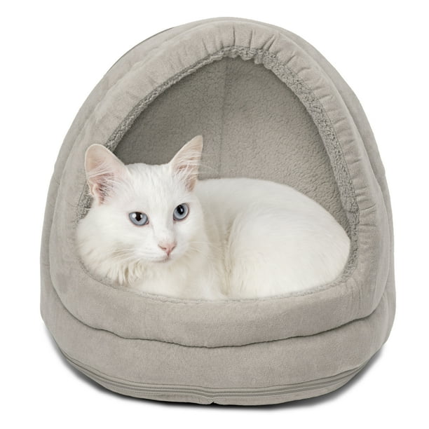 FurHaven Pet Hood Bed Terry & Suede Hood Pet Bed for Dogs & Cats