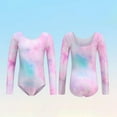 thumbnail image 7 of Xmarks Girls Tie Dye Long Sleeve Leotard for Ballet Dance Gymnastics Toddler Kids Blue 3-4Y, 7 of 7