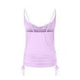 thumbnail image 5 of Womens Tank Tops Low Cut Ruched Backless Side Drawstring Sleeveless Top T Shirts Festival Club Wear Spaghetti Strap, 5 of 5