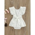 thumbnail image 4 of Baby Girl Romper Crew Neck Fly Sleeve Design Ruffle Embellishment Soft Breathable Summer Jumpsuit, 4 of 9