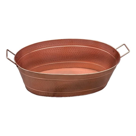 Oval Shape Hammered texture Metal Tub with 2 Side Handles, Copper