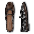 thumbnail image 3 of Zapatos planos Rihero, zapatillas de ballet de malla negra para mujer, talla 6.5, 3 of 6