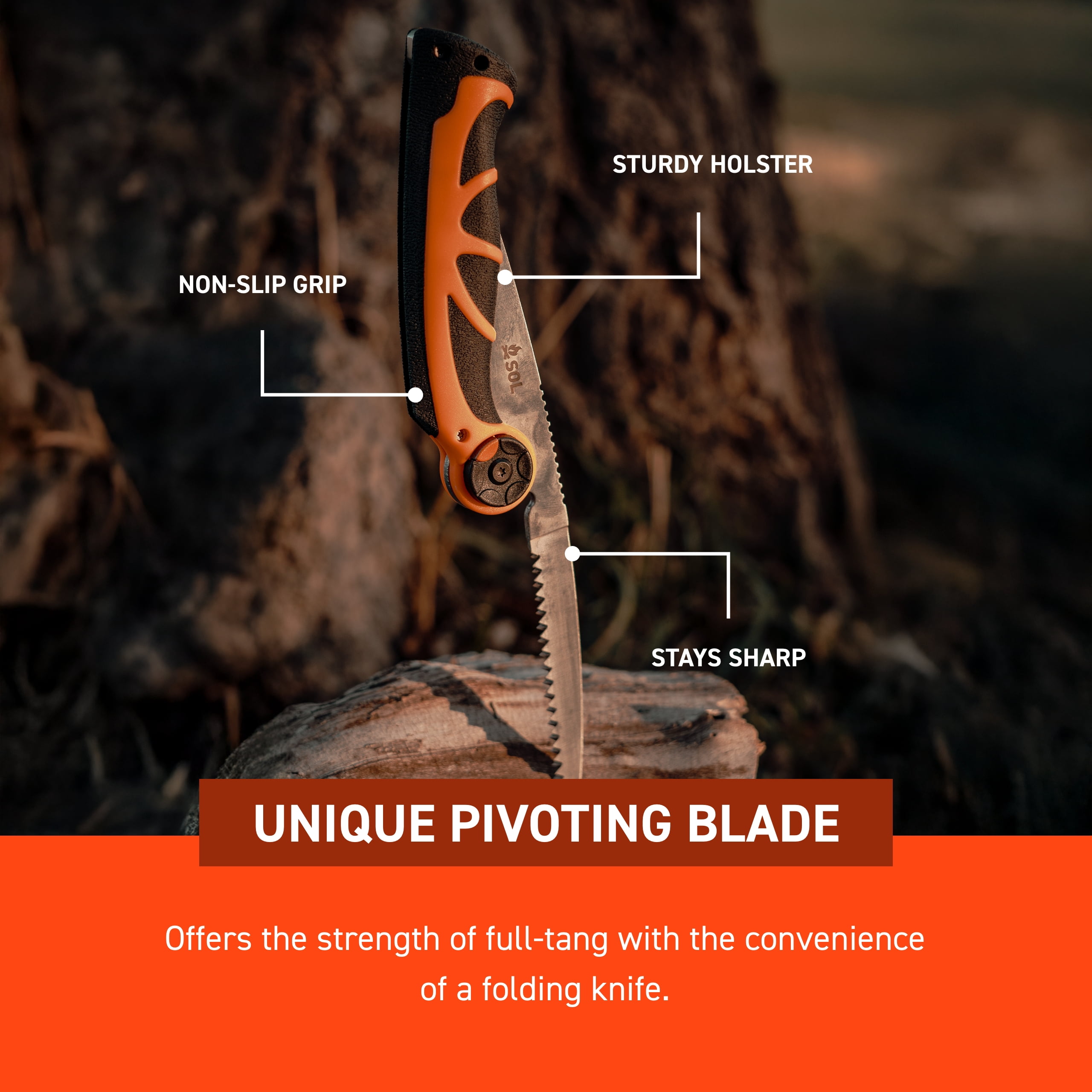 Survive Outdoors Longer Stoke Pivot Survival Folding Knife & Saw