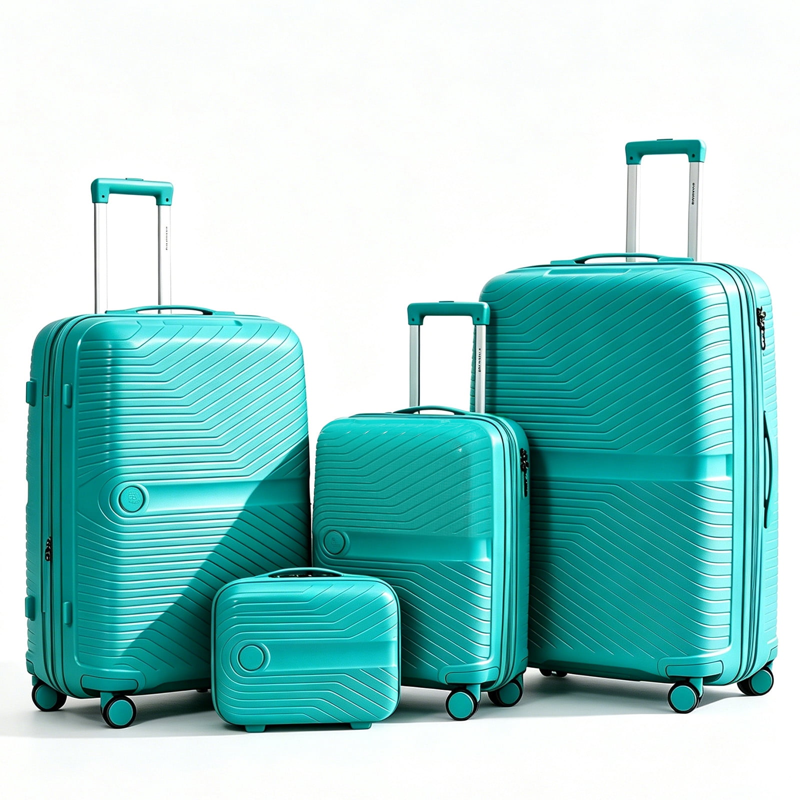 4 Piece Expandable ABS Luggage Set 13"+20"+28"+32", Hard Shell Spinner Suitcases with TSA Lock, Lightweight Travel Suitcase for Family Trip DK GREEN