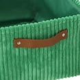 thumbnail image 5 of Mainstays Green Corduroy Decorative Storage Basket with Leather Handles, 5 of 15