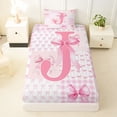 thumbnail image 3 of Erosebridal Girl Bowknot Gifts Twin Sheet Sets,Initial Theme Monogrammed J Bedding For Kids 3-Piece, 3 of 6