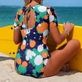 thumbnail image 4 of uublik Swimsuit Women Athletic Green Athletic Training Swimsuit Short Sleeve Rashguard, 4 of 5