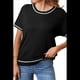 thumbnail image 2 of Tops de Mujer, Camisetas Casuales de Corta A , Suéter de Punto con Cuello Redondo. Negro XL, 2 of 10