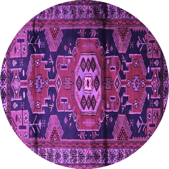 Ahgly Company Indoor Round Persian Purple Traditional Area Rugs, 5' Round