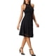 thumbnail image 4 of Vestido de cóctel elegante sin mangas con cuello halter de encaje floral A-Line S Negro, 4 of 5