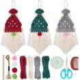 thumbnail image 1 of FREEBLOSS 3 Set Macrame Christmas Gnomes Santa Claus Kit Macrame Santa Claus for Christmas Tree Decor Macrame Hanging Ornament for Christmas Holiday Decor with Instructions, 1 of 7