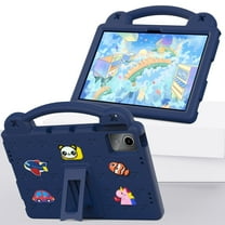 Allytechgroup Kids Case Cover for Lenovo Tab M11 11" 2024 TB330FU TB330XU, Cute Design Bumper All-Round Protection Kickstand Handle EVA Rubber Tablet Case for Girls Boys, Navy Blue
