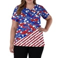 thumbnail image 3 of 4th of July Scrub Tops for Women Stretchy V-neck Short Sleeve Red White and Blue Sequin Printed Scrubs 2026 US 250th Anniversary New Medical Plus Size Scrub T Shirts, 3 of 5