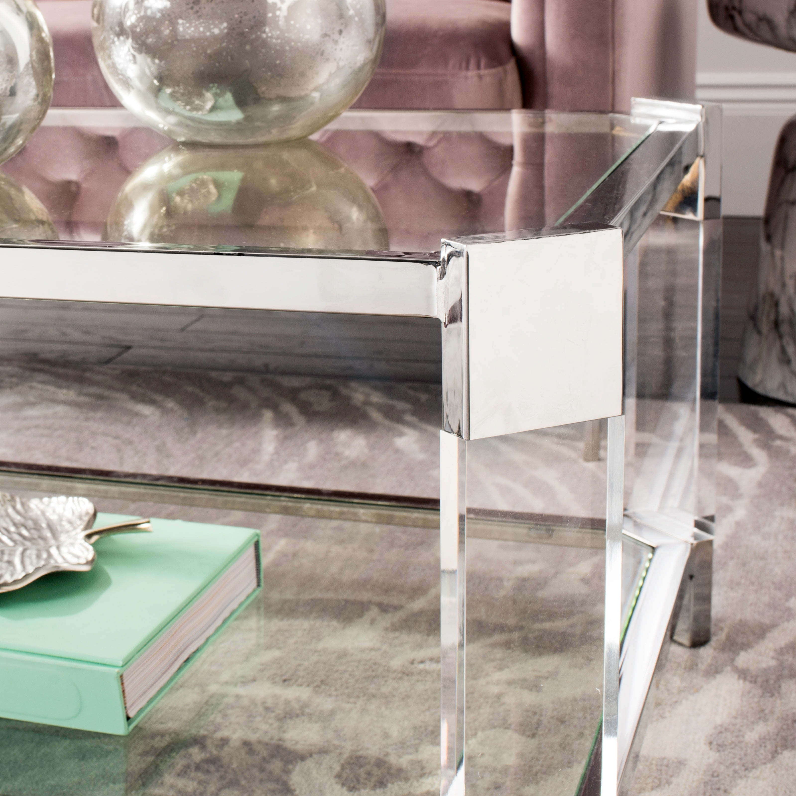 SAFAVIEH Couture Gianna Modern Acrylic Coffee Table, Silver