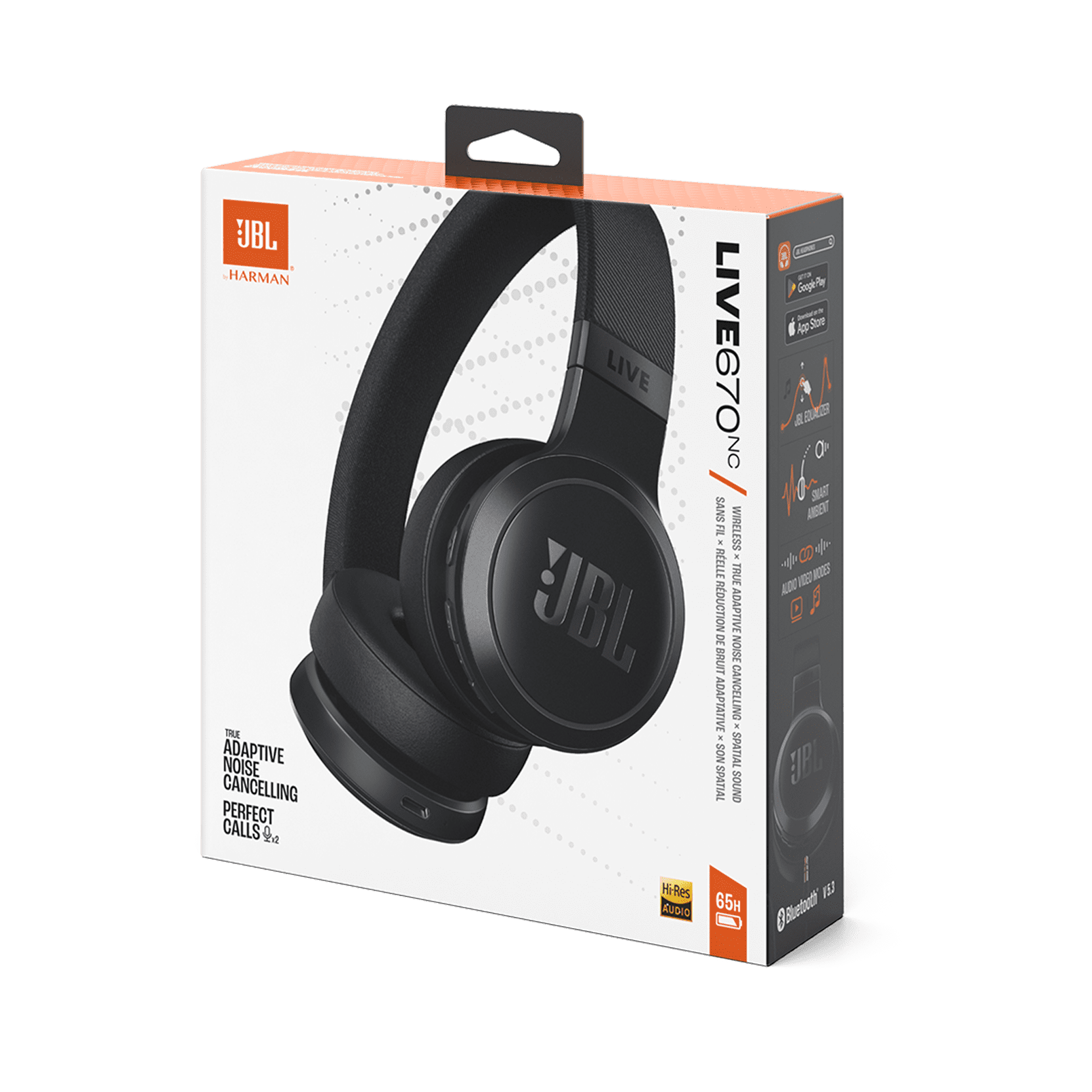 Restored JBL Live 670NC, Wireless On-Ear Headphones with True Adaptive Noise Cancelling (Refurbished)