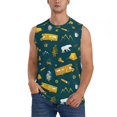 thumbnail image 1 of Bingfone Camping Pattern Men's Tank Tops Workout Sleeveless Tee Shirts Running Beach Tanks for Men-X-Large, 1 of 7