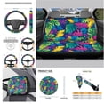thumbnail image 4 of Uorisanigo Colored Coconut Leaves Automotive Front and Rear Cushion Covers Steering Wheel Cover Pillowcase for Cars Gear Lever Cover+Hand Brake Cover Water Coaster Soft 11 PCS, 4 of 7