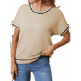 thumbnail image 2 of Womens Tops Trendy Casual Short Sleeve Shirts Crewneck Knit Sweater Top M, 2 of 7