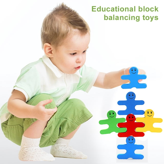 Juguete de equilibrio, 16 piezas/juego de bloques de colores de dibujos animados, juguete de equilibrio educativo, juguete de equilibrio de madera probado profesionalmente