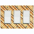thumbnail image 1 of Metal Light Switch Plate Outlet Cover Yellow Orange Brown Plaid Wallpaper WAL032, 1 of 13