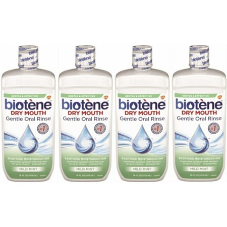 4 Pack Biotene Dry Mouth Gentle Oral Rinse, Mild Mint, 16 Ounces Each