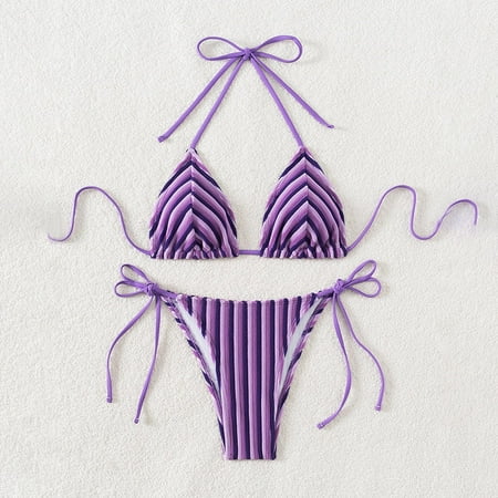 Tawop Sexy Swimsuits for Women Swimwear Womens Two Piece Bikini High Waisted Bathing Suits Clearance Swim Women Purple Xl