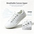 thumbnail image 2 of Women’s White Canvas Sneakers Low Top Slip‑on Lace Up Casual Walking Shoes Lightweight Comfortable Flat Fashion Daily Shoes for Women, 2 of 6