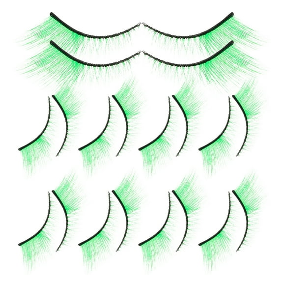 unbranded  10 Pairs Fairy False Eyelashes Long Halloween Mask Men and Women Costume Woman Green