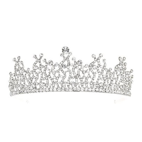 Couronne de Diadème de Mariage et Bal à Thème Plage - Cristaux Transparents Placage Argent T1047