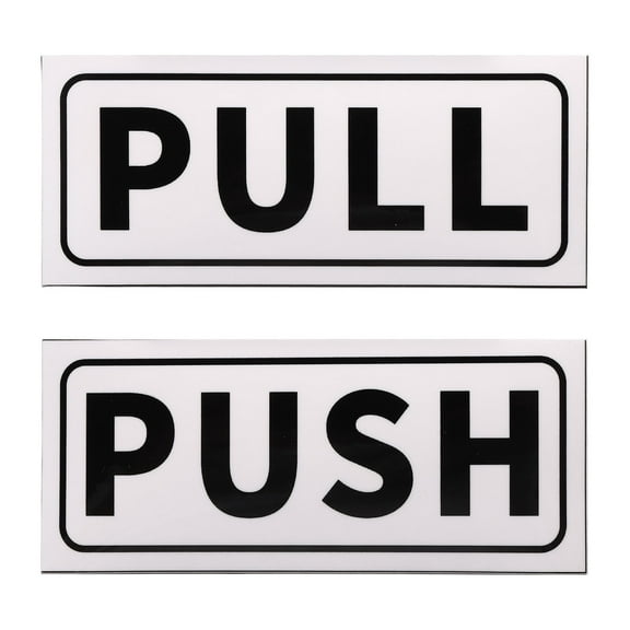 Uxcell Push Pull Door Sign 2"x5" Adhesive Horizontal Pull Push Sticker White 1 Set