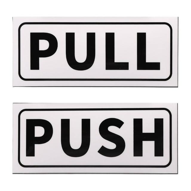 Unique Bargains Push Pull Door Sign 2'x5' Adhesive Horizontal Pull Push Sticker White 1 Set