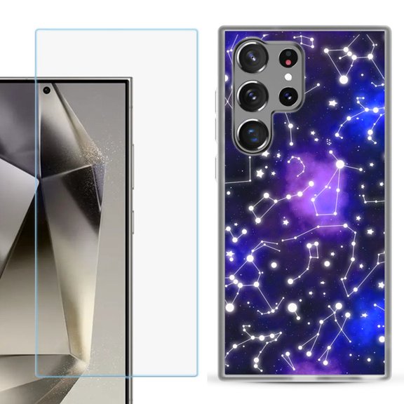 For Samsung Galaxy S25 Ultra 5G Phone Case Cover with Tempered Glass Screen Protector, by OneToughShield - Constellations