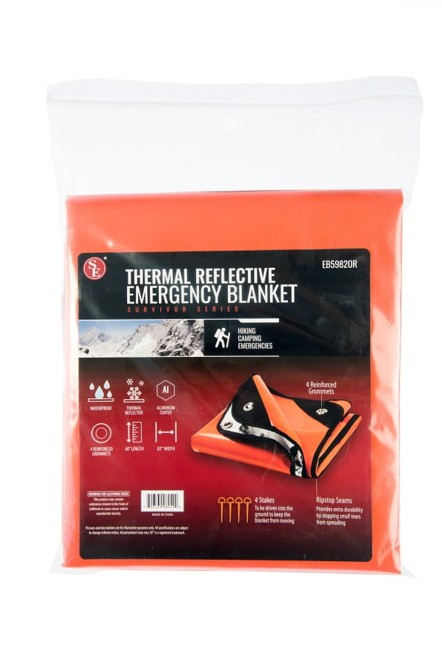 SE EB5982OR Extra Heavy Duty Thermal Reflective Emergency Blanket (Orange)