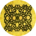 thumbnail image 1 of Ahgly Company Indoor Round Oriental Yellow Traditional Area Rugs, 5' Round, 1 of 4