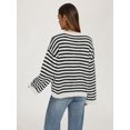 thumbnail image 6 of Womens Long Sleeve Sweater Striped Oversized Sweaters Casual Crewneck Knit Tops White XL, 6 of 7