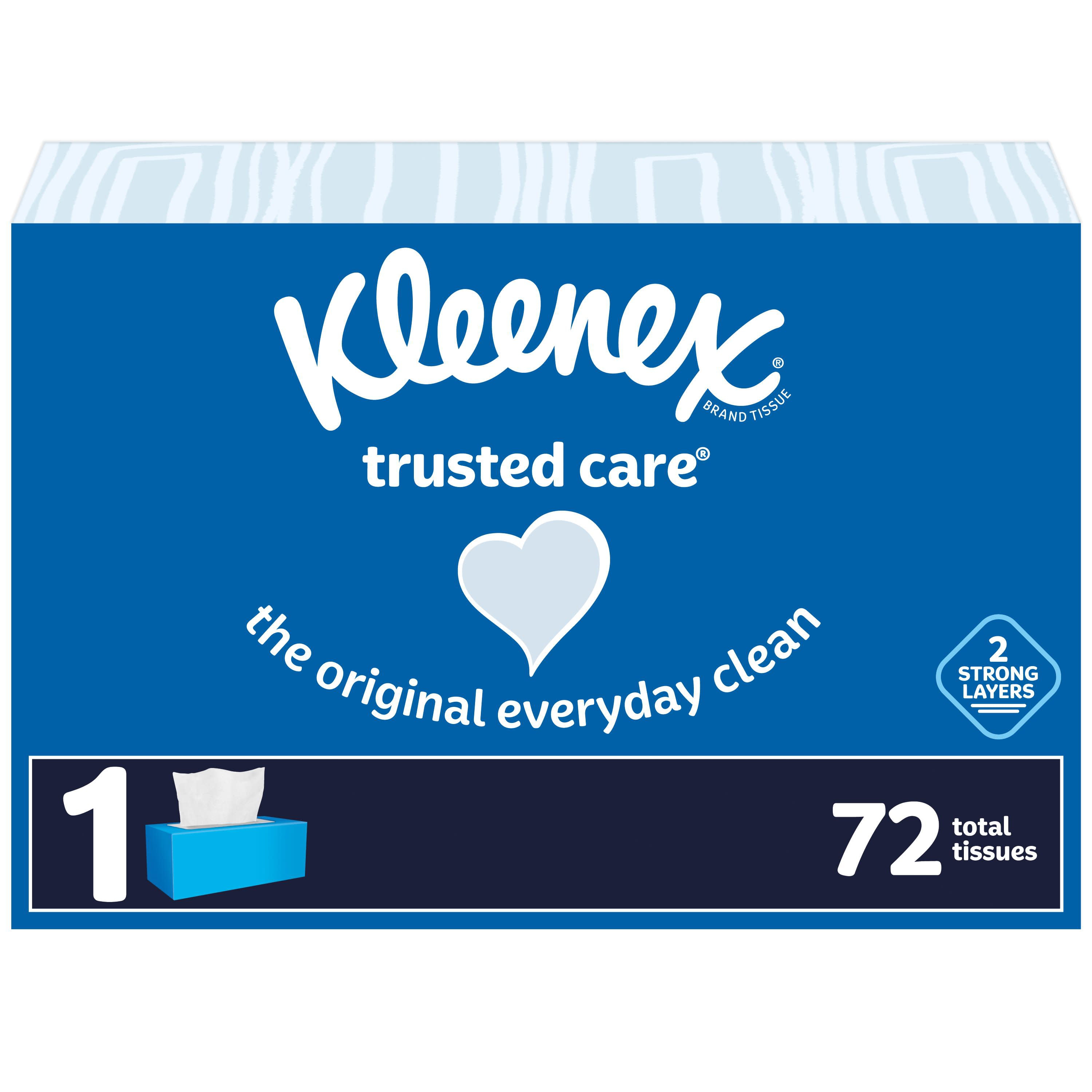 Kleenex Trusted Care Facial Tissues, 1 Flat Box (72 Total Tissues)