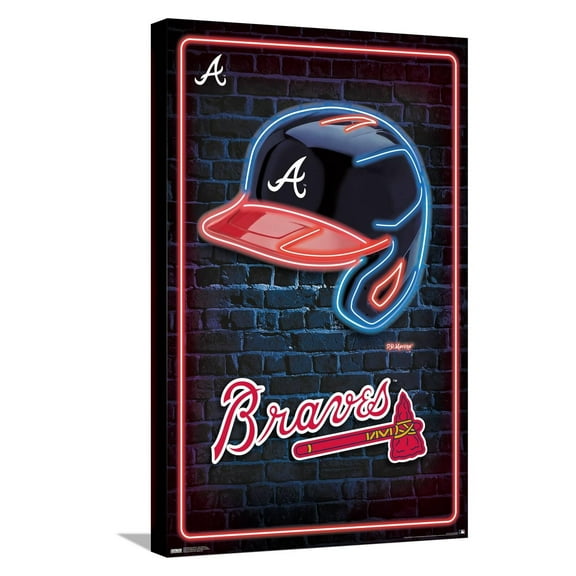 MLB Atlanta Braves - Neon Helmet 23 Canvas Wall Poster, 14.725" x 22.375"