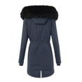 thumbnail image 3 of LEBONYARD Outwear Warm Women Plus Size,Womens Ladies Warm Jacket Winter Solid Turn Coat Hooded Collar Lambswoo Outerwear Blue L, 3 of 4