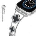 thumbnail image 2 of Swarich Clover Band for Apple Watch Bands 38mm 40mm 41mm, Simple Stylish Sparkle Diamond Metal Dressy iWatch Bands Woman Cute Wrist Strap for Apple Watch Band Series 9 SE 8 7 6 5 4 3 2 1,Silver+Black, 2 of 7