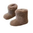 thumbnail image 5 of Miluxas Kids Fuzzy Snow Boots Fluffy Outdoor Round Toe Flat Boots Winter Warm Faux Plush Snow Shoes for Girls and Boys Coffee 13.5 M(32), 5 of 8