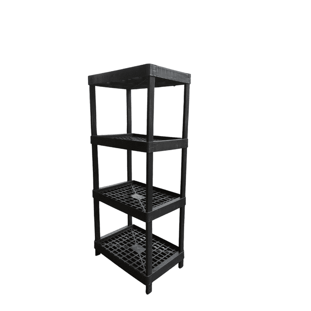 Estantería Plástica Titan 4 niveles Plasticos Santa María Color Negro Capacidad 220 kg. Altura 135 cm.