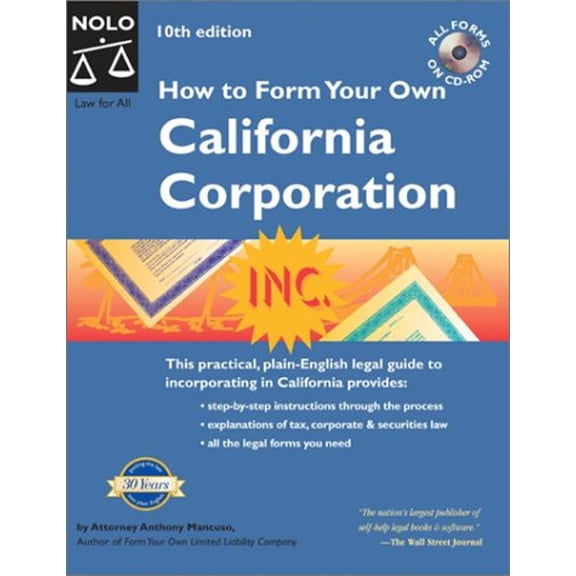Pre-Owned How to Form Your Own California Corporation (Paperback) 0873378261 9780873378260